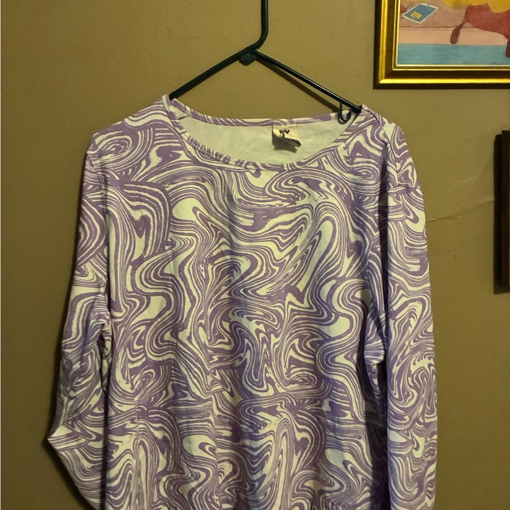 Lucy & Yak Purple & White Swirl Long Sleeve Top